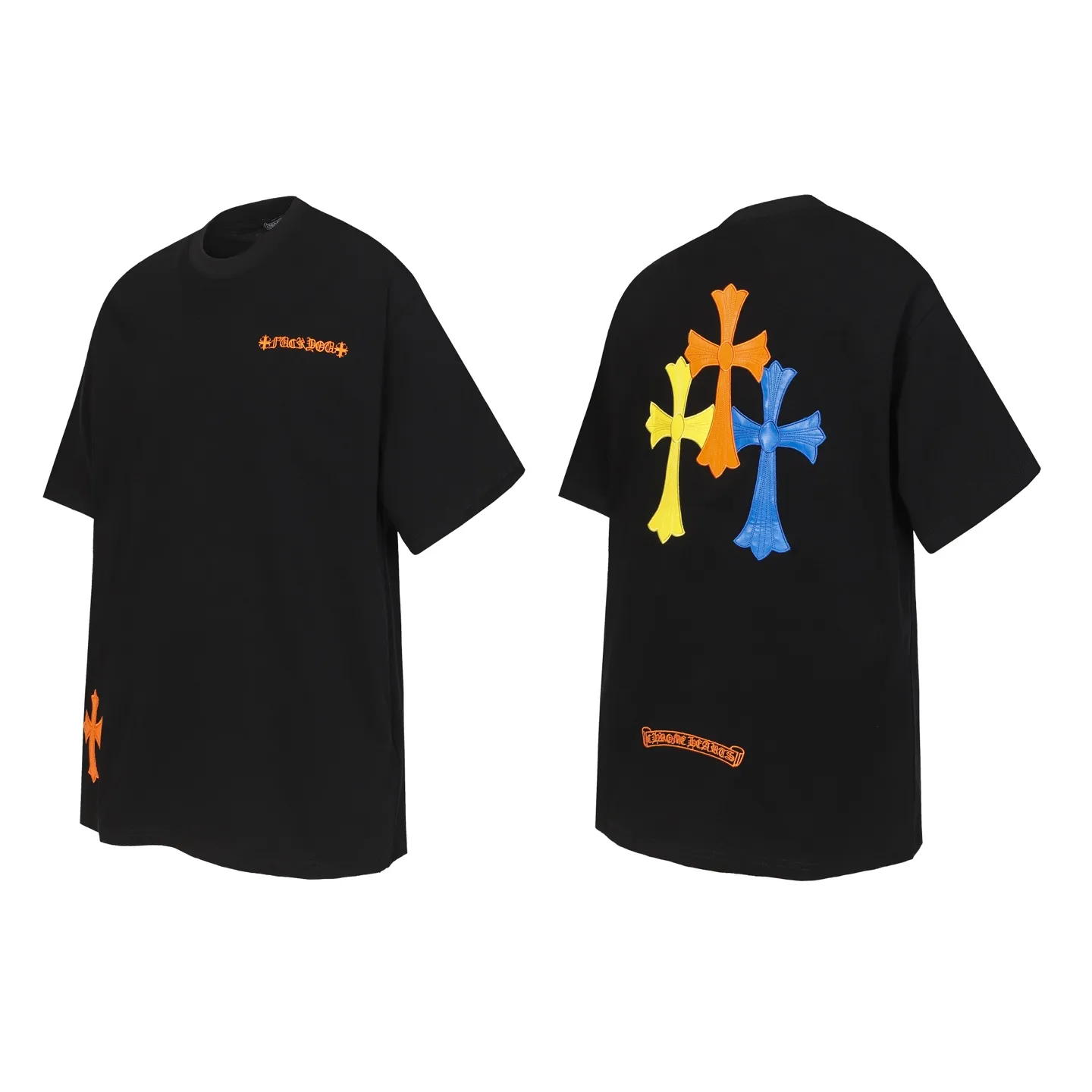P170 2209 style 280g heavy double yarn -Chrome Hearts/Chrome Hearts Color Cross✝️Skin embroidered short-sleeved T-shirt -High weight, high density and high quality. The wool is soft, delicate and skin-friendly. It feels soft and silky. It has excellent warmth and skin-friendly properties. -Customized weaving and dyeing, no color difference. No matter the fabric or workmanship details, it beats the ordinary version on the market. -Colour: black white -Size: S M L XL